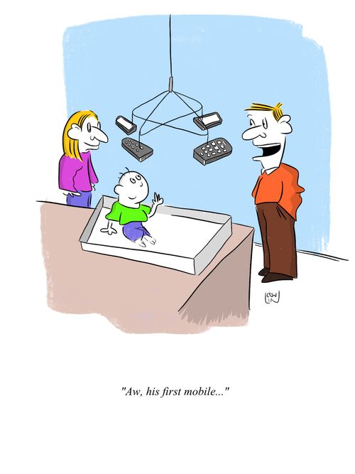 "Aw, his first mobile..."