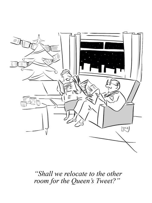 "Shall we relocate to the other room for the Queen's Tweet?"