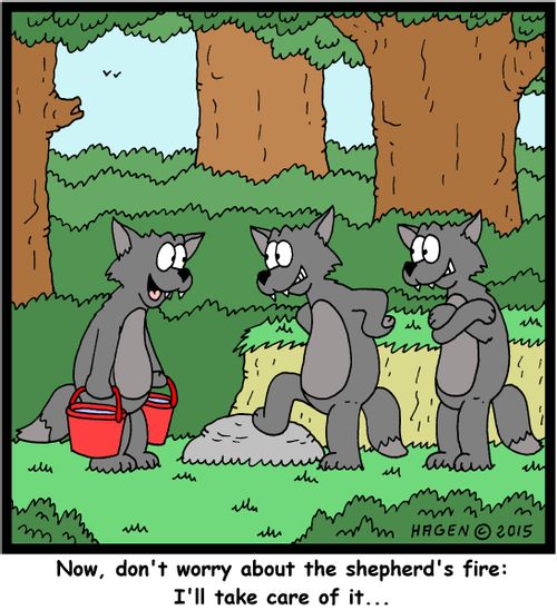 "Now, don't worry about the shepherd's fire: I'll take care of it..."