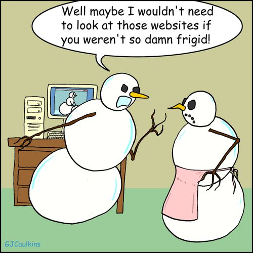 "Well maybe I wouldn't need to look at those websites if you weren't so damn frigid!"