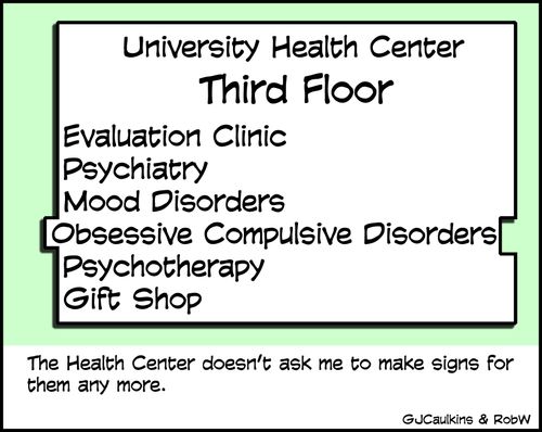 The health center doesn't ask me to make signs for them any more.