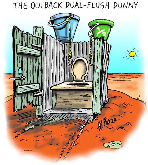 The outback dual-flush dunny.