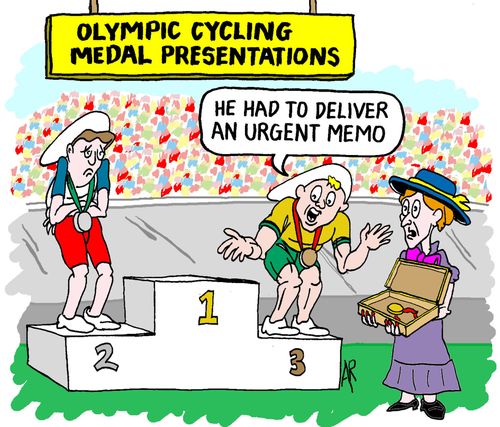 "He had to deliver an urgent memo."