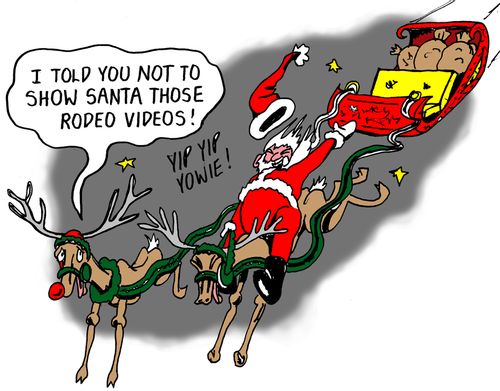 "I told you not to show Santa those rodeo videos!"