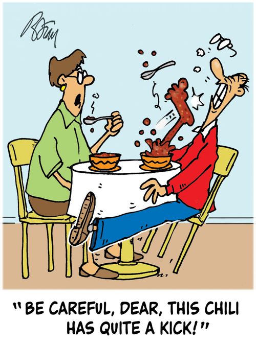 "Be careful, Dear, this chili has quite a kick!"
