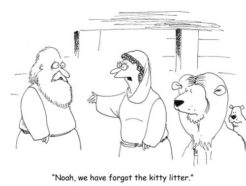 "Noah, we forgot the kitty litter."