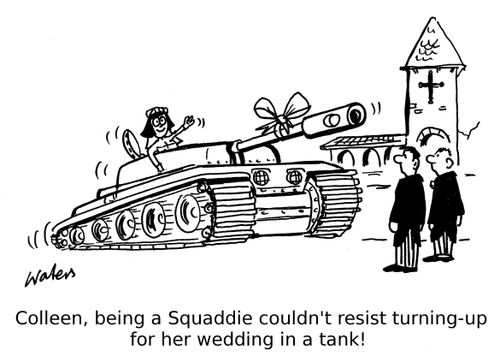 Colleen, being a Squaddie couldn't resist turning up for her wedding in a tank!"