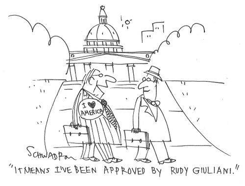 "It means I've been approved by Rudy Giuliani."
