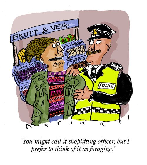 "You might call it shoplifting officer, but I prefer to think of it as foraging."