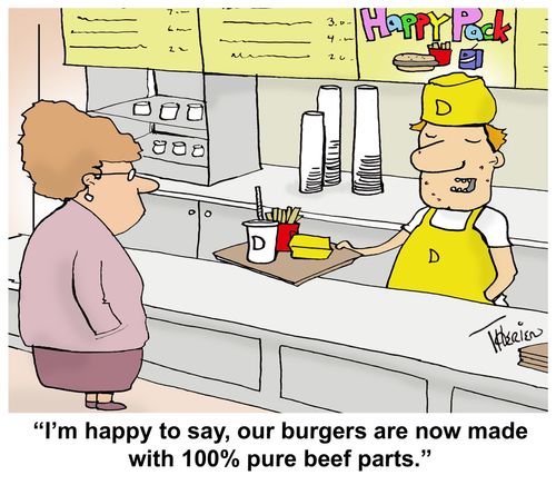 "I'm happy to say, our burgers are now made with 100% pure beef parts."