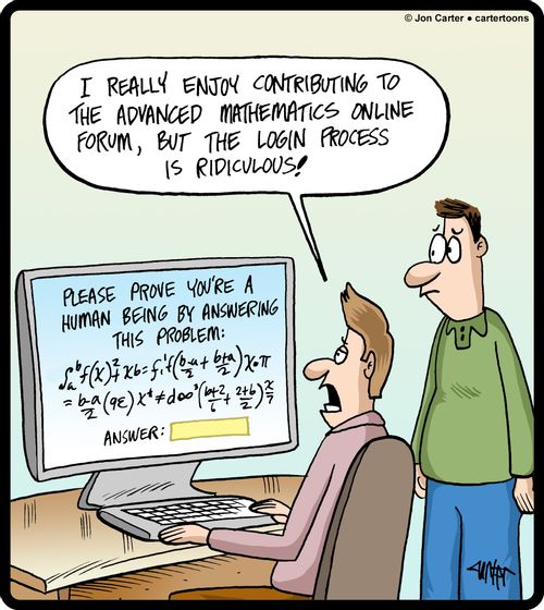 'I really enjoy contributing to the advanced mathematics online forum, but the login process is ridiculous!'