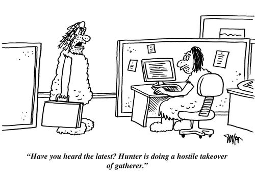 "Have you heard the latest? Hunter is doing a hostile takeover of gatherer."