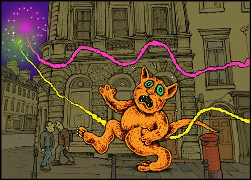 Cat scared of fireworks.