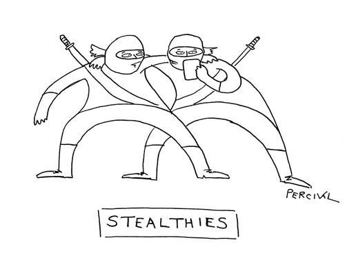 Two ninjas taking a 'stealthy'.