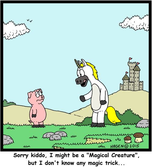 "Sorry kiddo, I might be a "Magical Creature", but I don't know any magic trick..."
