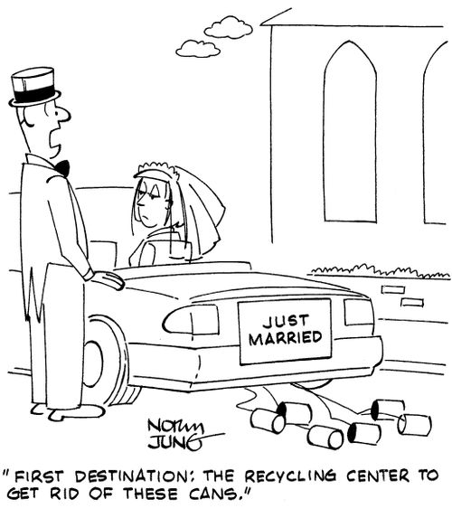 "First destination: the recycling center to get rid of these cans."