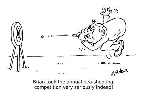 Brian took the annual pea-shooting competition very seriously indeed!