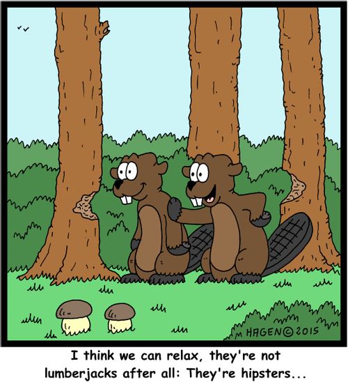 "I think we can relax, they're not lumberjacks after all: They're hipsters..."