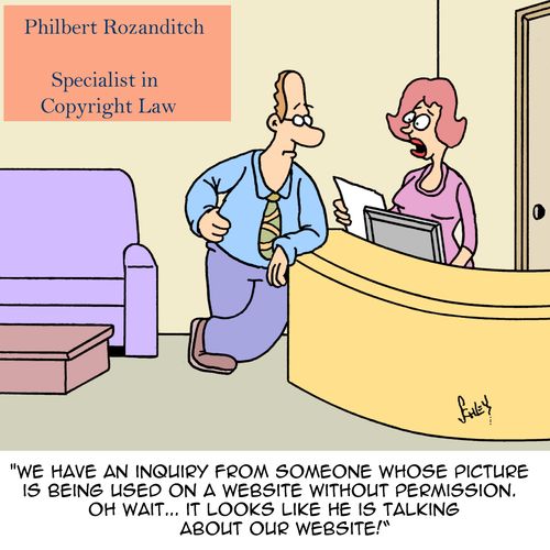 "We have an inquiry from someone whose picture is being used on a website without permission. Oh wait...It looks like he is talking about our website!"
