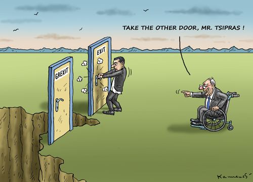 "Take the other door, Mr. Tsipras!"