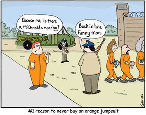 #1 reason to never buy an orange jumpsuit.