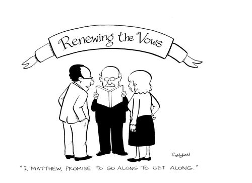 "I, Matthew, promise to go along to get along."