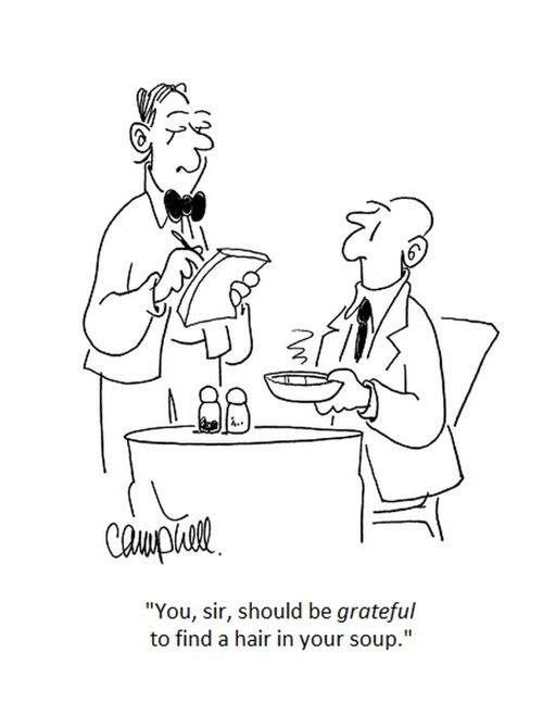 "You, sir, should be grateful to find a hair in your soup."