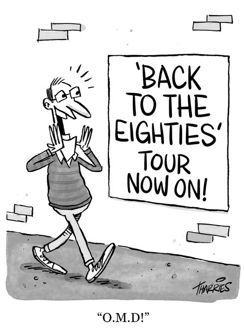 Man sees 'Back to the Eighties' poster, says "OMD!"