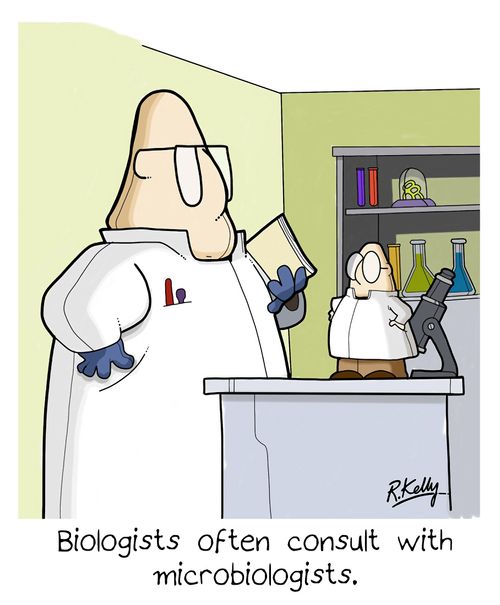 Biologists often consult with microbiologists.