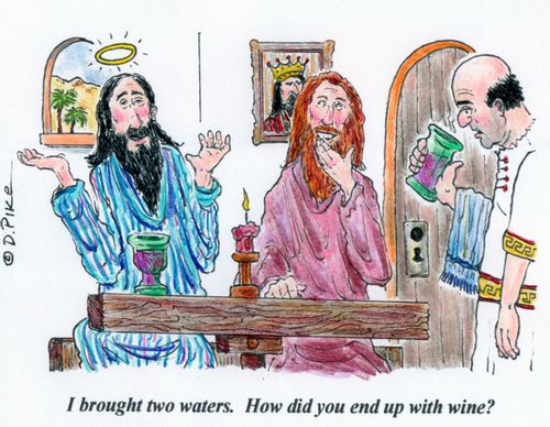 "I brought two waters. How did you end up with wine?"