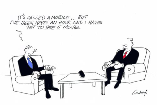 "It's called a mobile... but I've been here an hour and have yet to see it move."