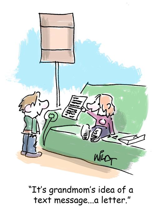 "It's grandmom's idea of a text message...a letter."