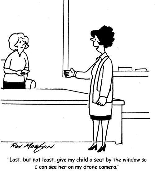 "Last, but not least, give my child a seat by the window so I can see her on my drone camera."