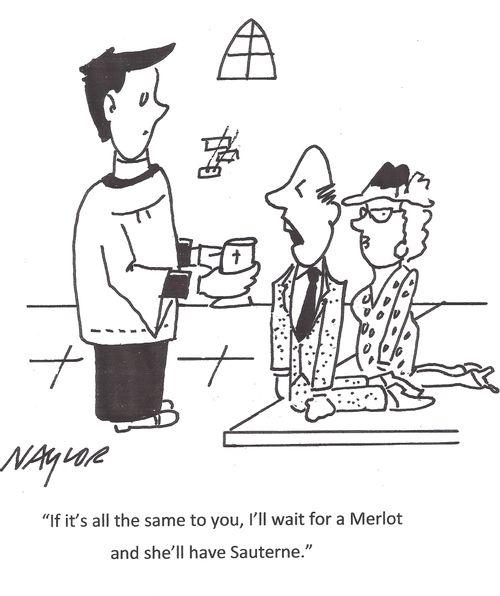 "If it's all the same to you, I'll wait for a Merlot and she'll have Sauterne."