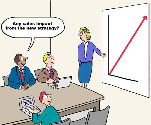 "Any sales impact from the new strategy?"
