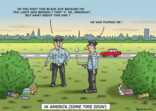 "So you shot this black guy because his tail light was broken? That's OK, Sergeant, but what about this one?"