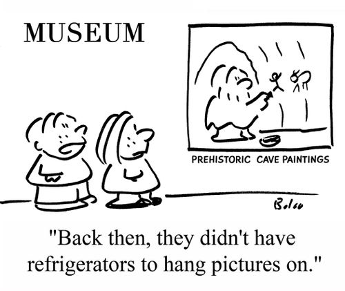"Back then, they didn't have refrigerators to hang pictures on."