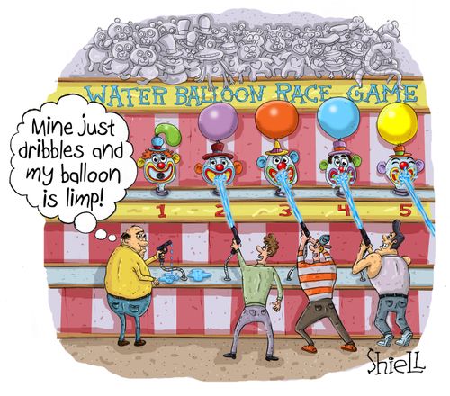 "Mine just dribbles and my balloon is limp!"