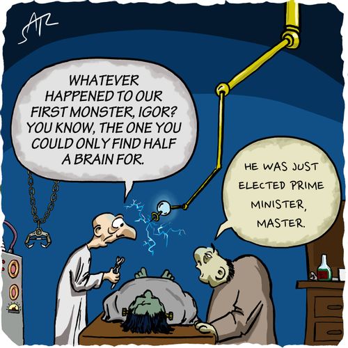 "Whatever happened to our first monster, Igor? You know, the one you could only find half a brain for."