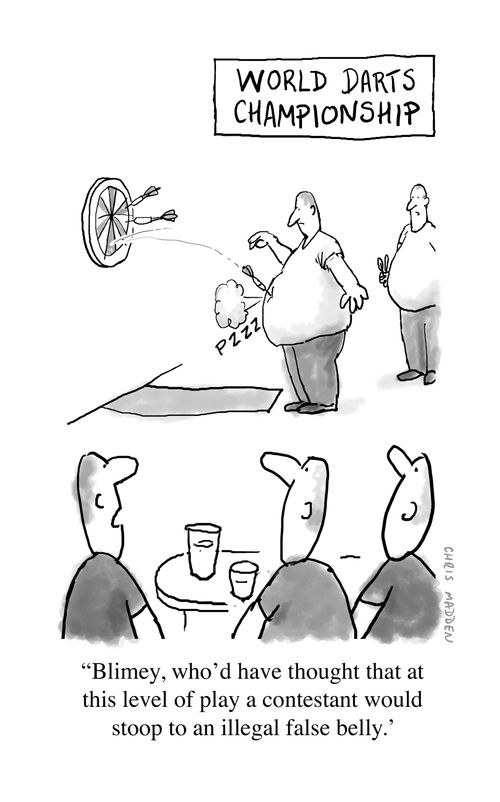 "Blimey, who'd have thought that at this level of play a contestant would stoop to an illegal false belly."