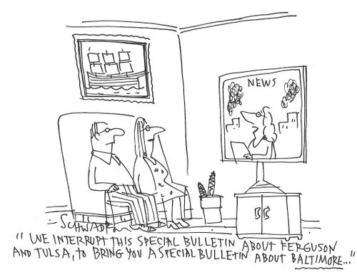 "We interrupt this special bulletin about Ferguson and Tulsa, to bring you a special bulletin about Baltimore..."