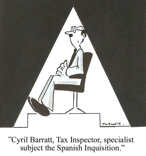 "Cyril Barratt, Tax Inspector, Specialist Subject the Spanish Inquisition."