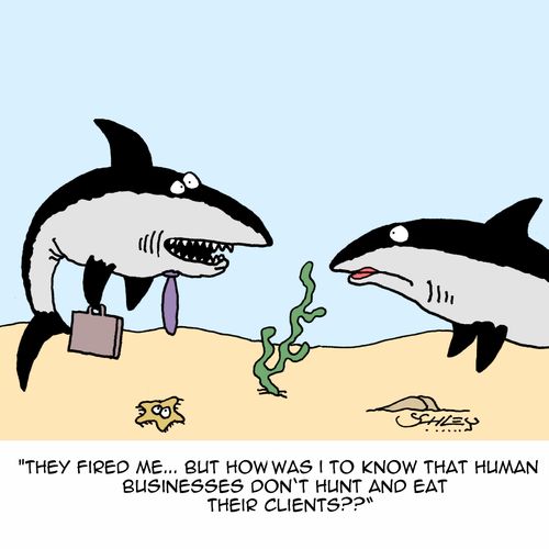 "They fired me...but how was I to know that human businesses don't hunt and eat their clients??"