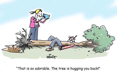 "That is so adorable. The tree is hugging you back!"