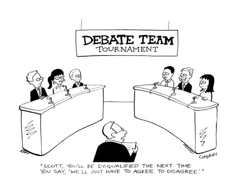 "Scott, you'll be disqualified the next time you say, 'We'll just have to agree to disagree'."