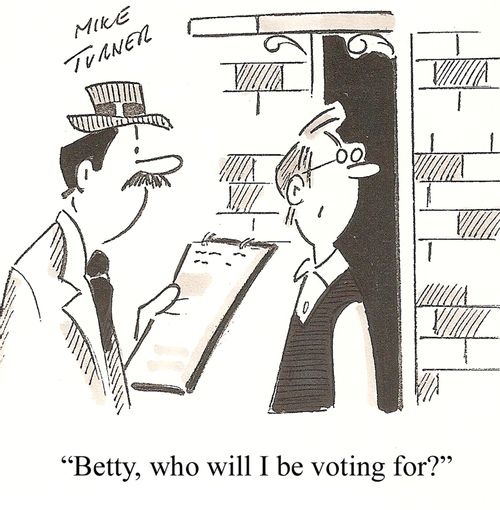 "Betty, who will I be voting for?"