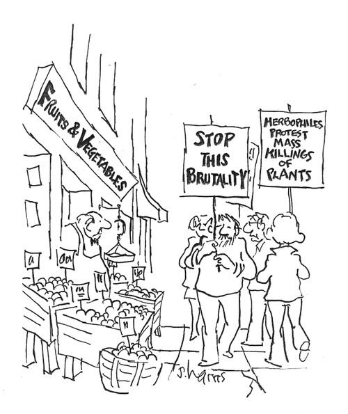 Herbophiles protest mass killings of plants.