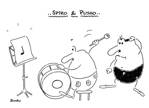 Spiro playing on a bass drum