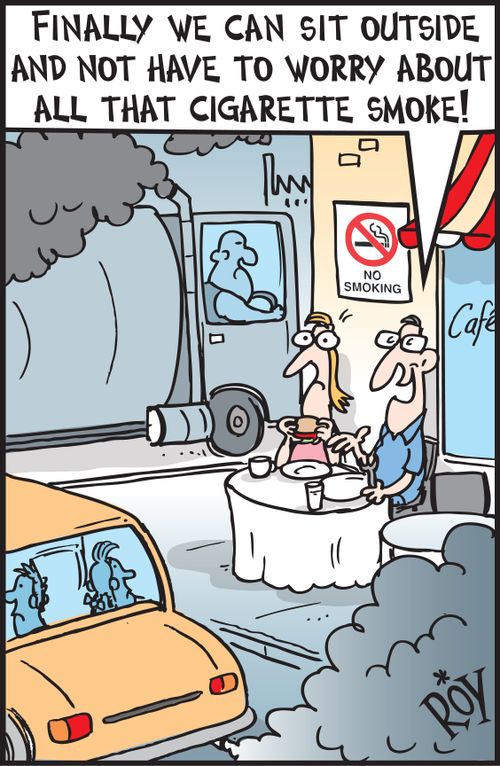 "Finally we can sit outside and not have to worry about all that cigarette smoke!"