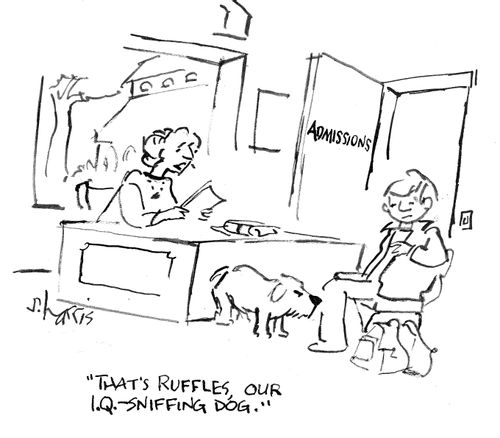 "That's Ruffles, our I.Q.-sniffing dog."